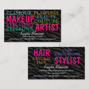 Cartão De Visita Zebra Stripes Makeup Artist e Hair Stylist