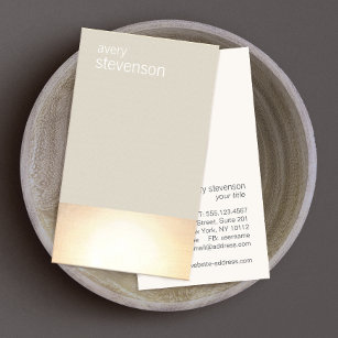 Cartão De Visita Zen Dourado Brilho Moderno, Taupe Minimalista