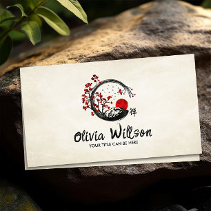 Cartão De Visita Zen Enso Circle Sakura Tree sun