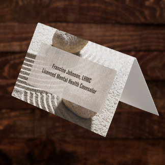 Cartão De Visita Zen Sand Labrynth and Stones with Faux Linen