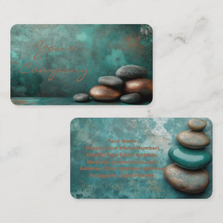 Cartão De Visita Zen Stones Spa Wellness Turquoise copper