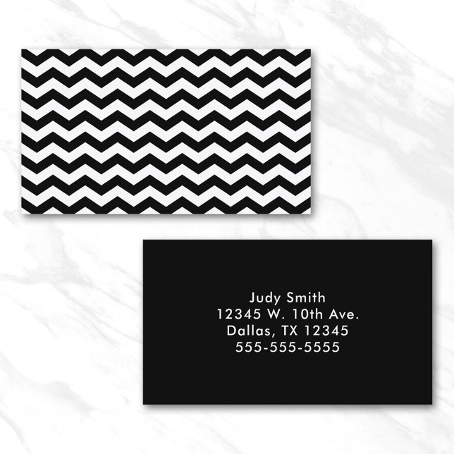 Cartão De Visita Zig Zag Branco e Preto (White and Black Zig Zag Business Card)