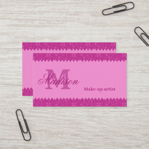 Cartão De Visita Zigzag cinzento-rosa, monograma