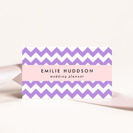 Cartão De Visita Zigzag Roxo, Chevron Roxo, Padrão Geométrico