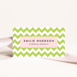 Cartão De Visita Zigzag Verde, Chevron Verde, Padrão Geométrico