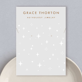 Cartão De Visita Zodiac Celestial Stars Cinza Arrefecendo Colar