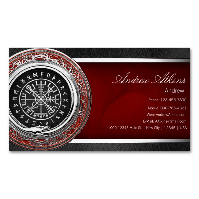 Cartão De Visitas Magnético [001] Vegvisir - Bússola Magica em Viking (Frente)