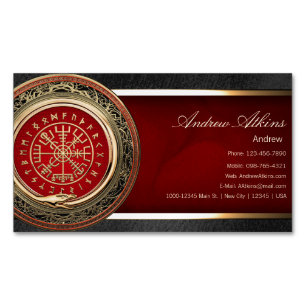 Cartão De Visitas Magnético [001] Vegvisir - compasso Runic mágico Dourado de
