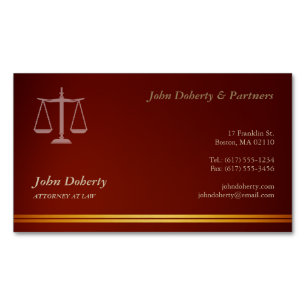 Cartão De Visitas Magnético ADVOGADO   Vermelho Elegante
