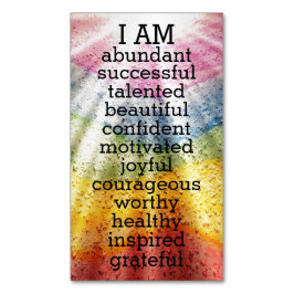 Cartão De Visitas Magnético Afirmações Positivas do Arco-Íris 