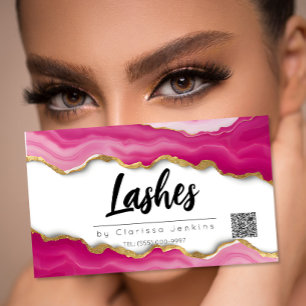 Cartão De Visitas Magnético Ágata rosa Extensões de Cílios Modernas Beleza
