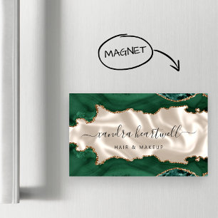 Cartão De Visitas Magnético Ágata Verde Esmeralda Dourado Brilho Luxo
