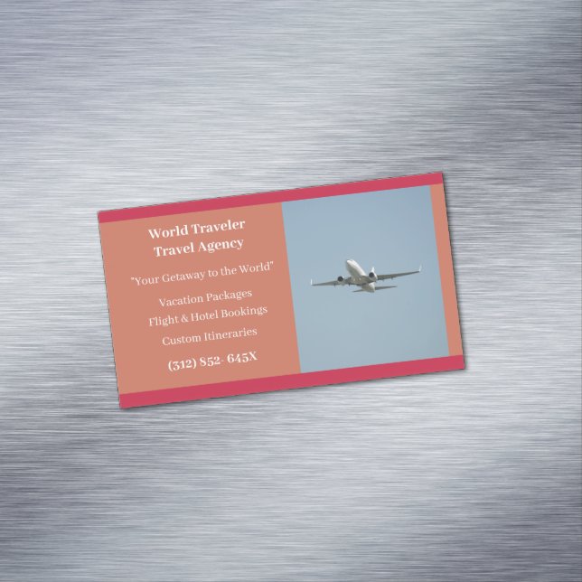 Cartão De Visitas Magnético Agência de Viagem de Avião do Agente de Avião Bran (Posição Original)