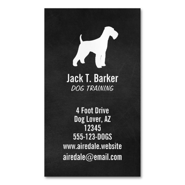 Cartão De Visitas Magnético Airedale Terrier Silhouette (Frente Vertical)