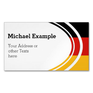 Cartão De Visitas Magnético ALEMÃO FLAG COLORS + texto e ideias