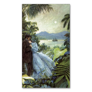 Cartão De Visitas Magnético Amor e Romance Vintage, Vista Tropical Romântica