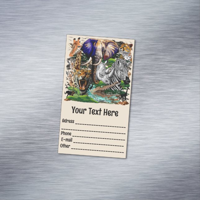 Cartão De Visitas Magnético Animais Selvagens da savana africana (Posição Original)