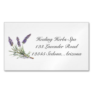 Cartão De Visitas Magnético Aquarela Lavanda Bem-Estar Botânico Personalizado