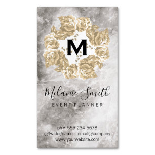 Cartão De Visitas Magnético Arranjo de Flores Elegantes em Mármore
