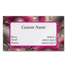Cartão De Visitas Magnético Art Nouveau Ventiladores rosa e prateados