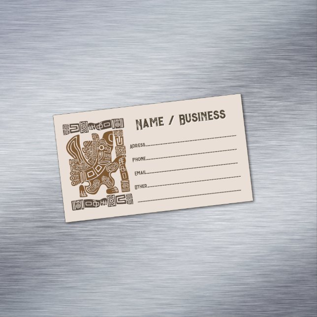 Cartão De Visitas Magnético Arte Antiga Tribal do Guerreiro de Águia Asteca (Posição Original)