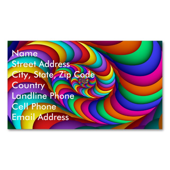 Cartão De Visitas Magnético Arte Fractal Arco-Íris Abstrato (Frente)