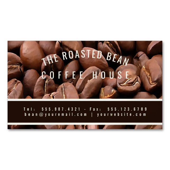 Cartão De Visitas Magnético Artistic Roasted Coffee Beans Business Card (Frente)