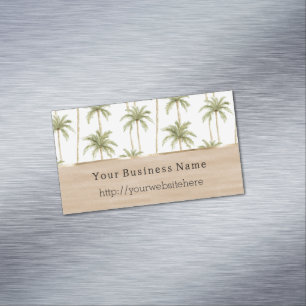 Cartão De Visitas Magnético Árvores de Palma Tropicais Creme nome do site da e