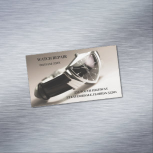 Cartão De Visitas Magnético Assista Reparar Loja de Joias Armazenar Vintage Wa