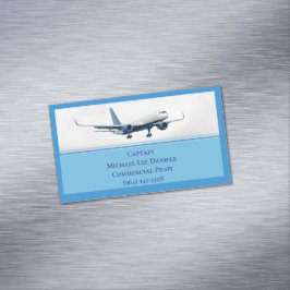 Cartão De Visitas Magnético Avião Azul Avião Capitão Avião Piloto