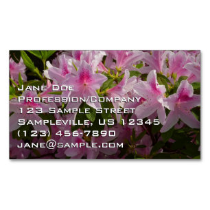 Cartão De Visitas Magnético Azaléia Rosa Arbusto Floral de Primavera