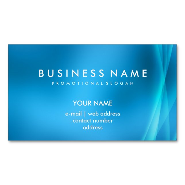 Cartão De Visitas Magnético Azul abstrato moderno profissional elegante (Frente)