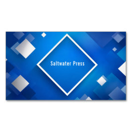 Cartão De Visitas Magnético Azul e Prata Corporativos Geométricos Modernos