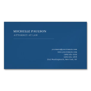 Cartão De Visitas Magnético Azul Elegante Simples Profissional Moderno