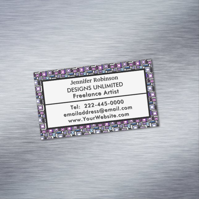 Cartão De Visitas Magnético Azul Puro Geométrico de Negócios (Posição Original)