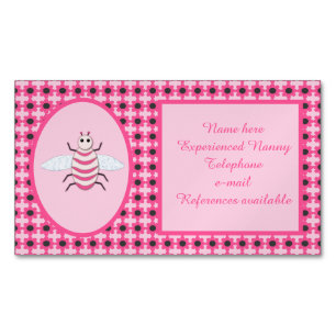 Cartão De Visitas Magnético Babá Personalizada bonito de Bebê Rosa