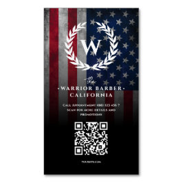 Cartão De Visitas Magnético Bandeira Americana Moderna Barbearia Americana Mon