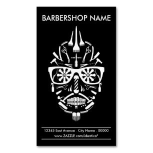 Cartão De Visitas Magnético barbearia punk calavera