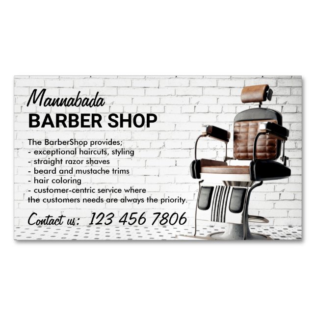 Cartão De Visitas Magnético Barbearia Retro (Frente)