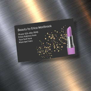 Cartão De Visitas Magnético Batom de Moda Glamourosa de Beleza