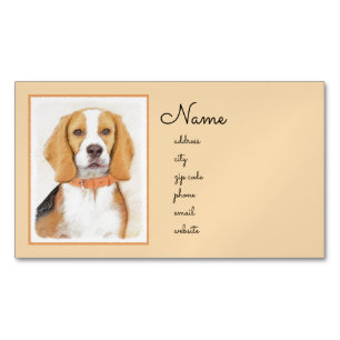 Cartão De Visitas Magnético Beagle Hound Dog Painting Original Animal Art