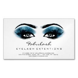 Cartão De Visitas Magnético Beauon Salon Blue Black Adress Makeup Lashes