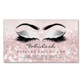 Cartão De Visitas Magnético Beauon Salon Cinza Rosa Rosa Endereço Makeup Lashe