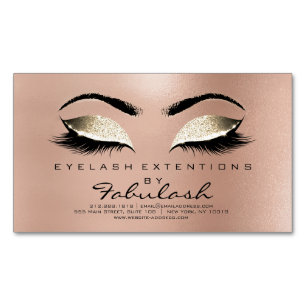 Cartão De Visitas Magnético Beauon Salon Dourado Glitter Adress Makeup Lashes