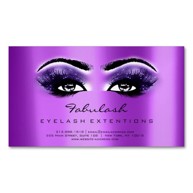 Cartão De Visitas Magnético Beauon Salon RSVP Adress Makeup Lashes (Frente)