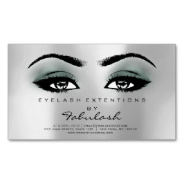 Cartão De Visitas Magnético Beauon Salon Teal Silver Adress Makeup Lashes