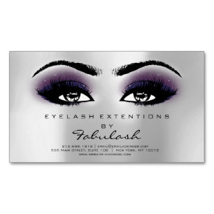 Cartão De Visitas Magnético Beauon Salon Violet Silver Adress Makeup Lashes