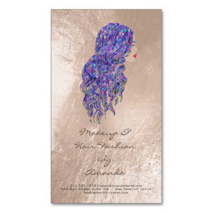 Cartão De Visitas Magnético Bela Sereia Roxo Adress Makeup Hair Stylist