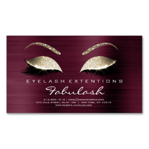 Cartão De Visitas Magnético Beleza Salon Dourada Lashes Dirige Lashes Burgundy