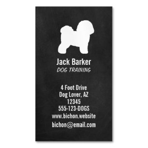 Cartão De Visitas Magnético Bichon Frise Silhouette Dog Breed Vertical